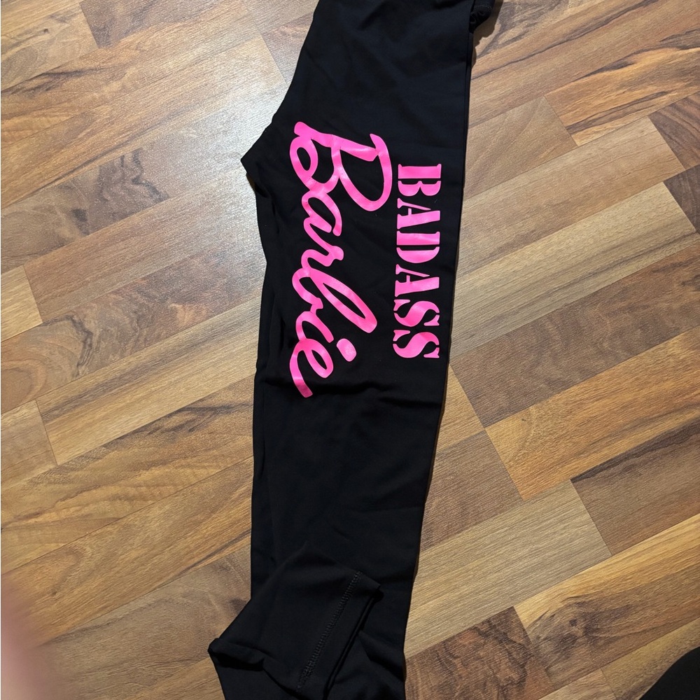 Barbie Kids Leggings in Black with Vibrant Pink Logo and jacket legging set